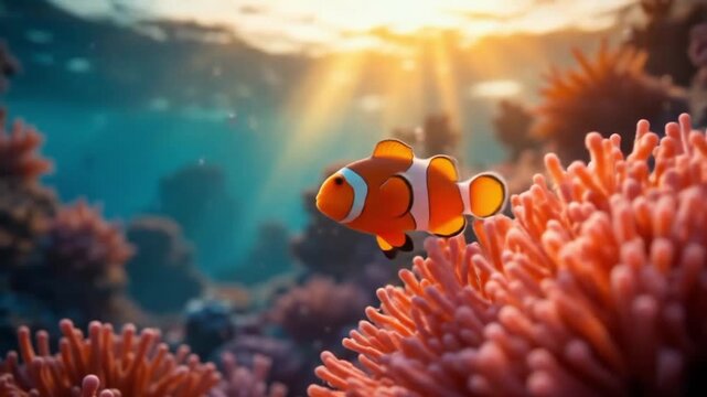 clown fish anemone in the coral