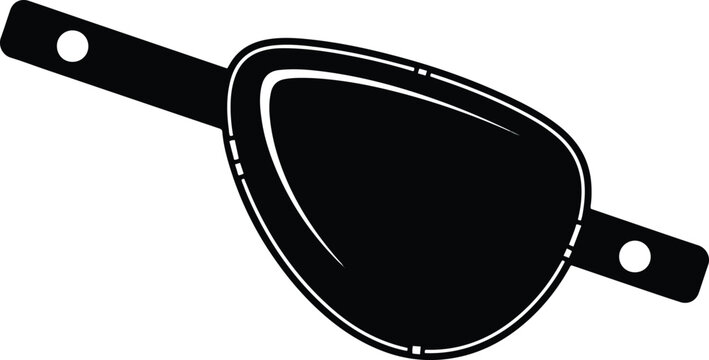 A close-up shot of a simple, black eye patch