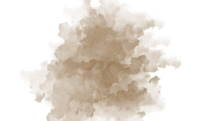 Dust and sand clouds on transparent background. Realistic dust clouds. Brown crumbly ground smoke effect, environmental pollution. 