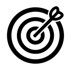 Black Line Icon of a Target with an Arrow Hitting the Bullseye
