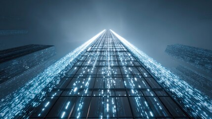 Futuristic skyscraper night view