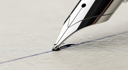 Polished Fountain Pen Writing a Fine, Precise, Dark Blue Line