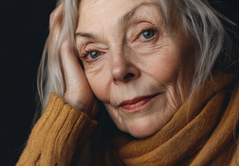 Fface of elderly woman showing age and wisdom