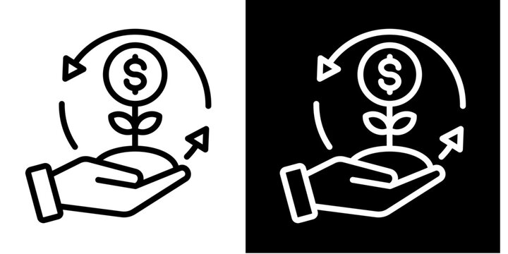 Investing Cash Flow  Icon Set White Style Collection