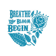 Typography with rose vector colorful illustration design