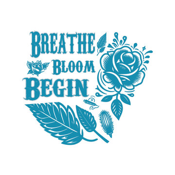 Typography with rose vector colorful illustration design