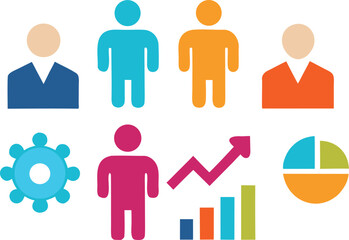 Obraz premium Scalable vector icons representing teamwork collaboration and business success isolated on transparent background