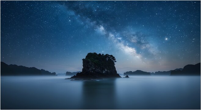 Milky Way Galactic Core Over Karst Islet Silhouette Telo Islands Astrophotography