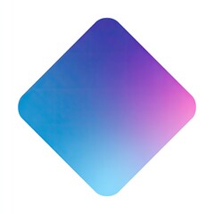 A vibrant, rhombus-shaped graphic with a smooth, gradient color transition from light blue to soft purple