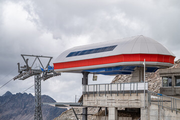 chair lift on top of Diavolezza in Swiss