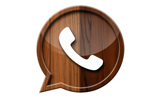 Wooden talk bubble with phone receiver conveys rustic communication