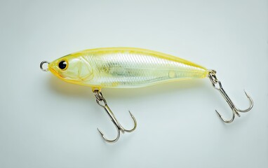 Yellow and clear plastic fishing lure