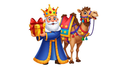 Three Wise Men Walking Under A Bright Star While Carrying Gifts In A Christmas Scene