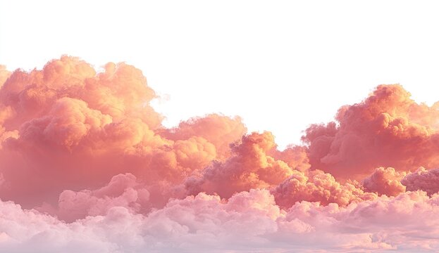 Peachy clouds fill the sky, soft, pastel hues