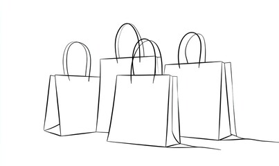 Simple line drawing of several shopping bags