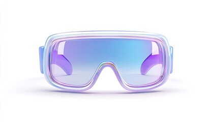 Violet-tinted ski goggles, front view