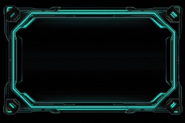 Obraz premium Futuristic display frame with teal glowing outline