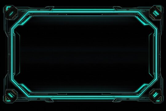 Futuristic display frame with teal glowing outline
