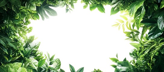Fototapeta premium Natural green grass line isolated against white background
