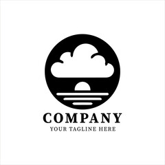 Obraz premium Minimalist Cloud Logo Vector, Black and White Sky Silhouette, Simple Eco-Friendly Weather Symbol, Decorative Atmospheric Artwork, Modern Cloud Illustration for Branding, Nature Identity Logo Design