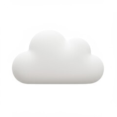 White 3D toon style cloud isolated on white background. Cute cartoon fluffy cloud illustration perfect for weather, sky, digital icon, kids design, animation, and graphic projects.