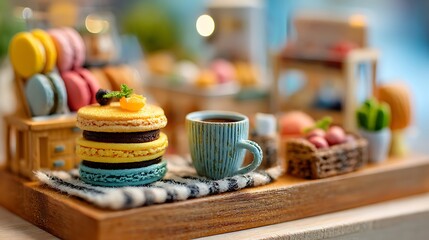 Indulge in vibrant macarons and rich coffee, a sweet moment of pure delight and exquisite taste