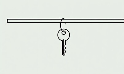 Simple key hanging on a horizontal bar