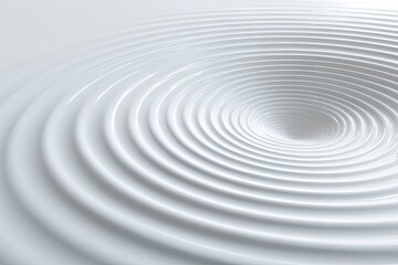 Fototapeta premium Abstract, smooth, white concentric circles ripple inward to a central point. A smooth, flowing surface