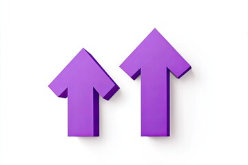 Two purple upward-pointing arrows on a white background