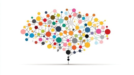 A creative mind map chart clipart, brainstorming process element, colorful connected nodes, flat design, isolated on white background.