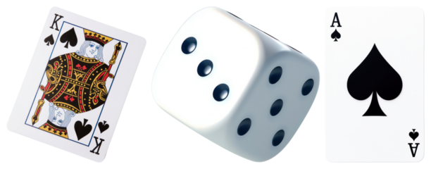 PNG Cards dice gambling luck symbols, element set on transparent background