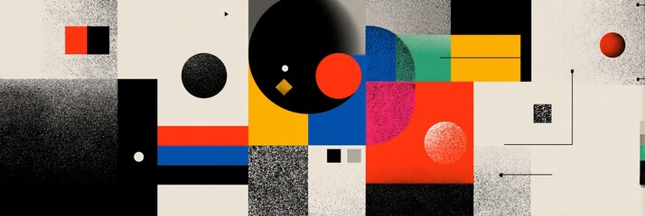 Abstract geometric composition exploring color, shape, and spatial relationships with bold geometric forms and minimalist design elements
