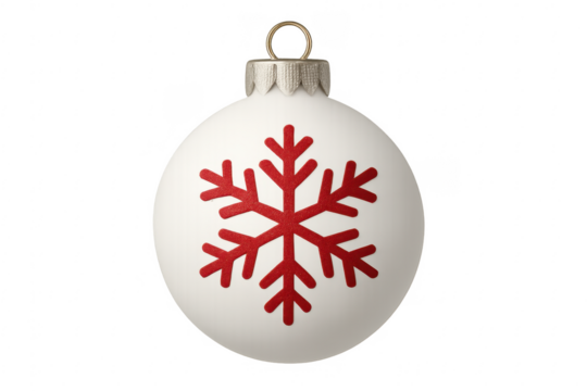 White christmas ornament with red snowflake