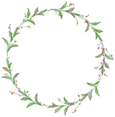 Isolated vector illustration. Round floral decor or frame. Wreath of wild flowers. Gillyflower or carnation. Matthiola bicornis. Clove blossom.