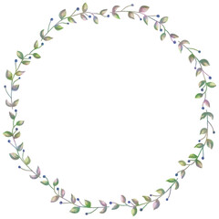 Isolated vector illustration. Round floral decor or frame. Wreath of wild flowers. Gillyflower or carnation. Matthiola bicornis. Clove blossom.