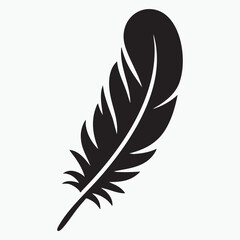 Fototapeta premium Elegant feather vector illustration with quill pen and bird wing silhouette designs isolated on white for writing and decoration