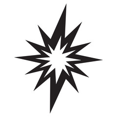 A striking vector illustration of a black and white compass star is a classic symbol of design and nature