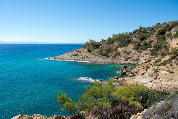 The serene and scenic Trypiti ( Tripiti) beach in Thassos, Greece 