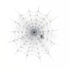 Fototapeta premium Spider sitting on a web in a minimalist white background 