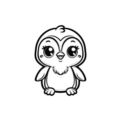 Obraz premium Cute cartoon bird character with big eyes and smile