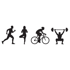 Evolution of a man playing sports like a song with passion for cycling, dancing, and music