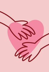 Illustration design poster hug love heart pink