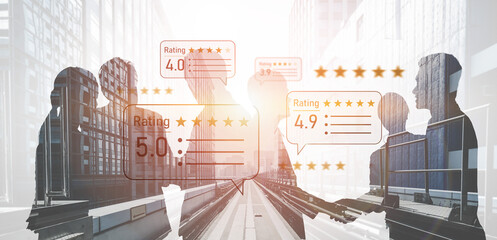Customer centric review and rating system supports product review, digital rating concept, and...