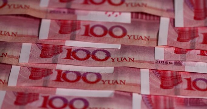Chinese yuan with a face value of 100, a large amount of Chinese cash invested together