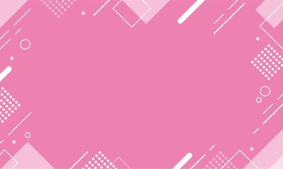 【ピンク】幾何学模様背景・メンフィスのフレームパターン素材
