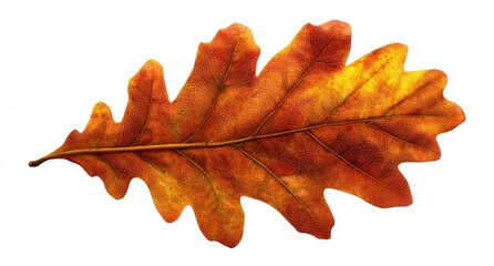 Fototapeta premium Autumn oak leaf, vibrant colors, isolated