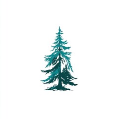 Obraz premium Teal-toned sketch of a conifer tree