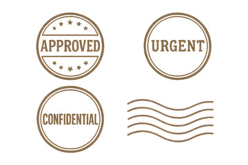 Obraz premium Set of circular stamps with Approved, Urgent, Confidential, and wavy lines. 