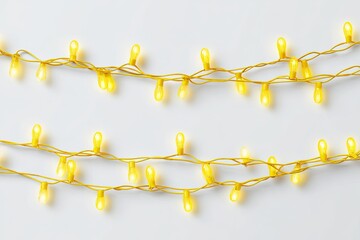Two parallel strands of warm yellow string lights against a plain white background