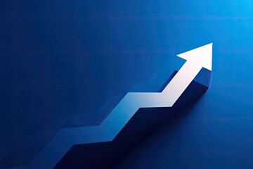 Upward trending graph on blue background